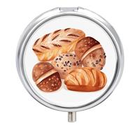 Painted Bread Round Pill Box Travel Portable Pill Case 23 Compartment Medicine Metal Tablet Vitamin Holder Organizer for Purse Pocket