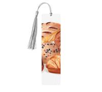 Painted Bread Wooden Bookmark 5pcs for Book Lovers,DIY Wood Craft Bookmarks with Colorful Tassels Wooden Gift Tags Labels OrnamentsUnusual Gift for Men Women