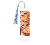 Painted Bread Wooden Bookmark 5pcs for Book Lovers,DIY Wood Craft Bookmarks with Colorful Tassels Wooden Gift Tags Labels OrnamentsUnusual Gift for Men Women
