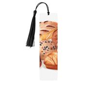 Painted Bread Wooden Bookmark 5pcs for Book Lovers,DIY Wood Craft Bookmarks with Colorful Tassels Wooden Gift Tags Labels OrnamentsUnusual Gift for Men Women