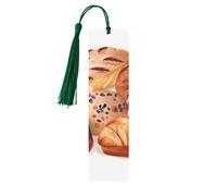 Painted Bread Wooden Bookmark 5pcs for Book Lovers,DIY Wood Craft Bookmarks with Colorful Tassels Wooden Gift Tags Labels OrnamentsUnusual Gift for Men Women