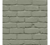 Painted Brick Sage Green Wallpaper - Realistic Effect Modern Contemporary - Stylish Trendy Feature Wall