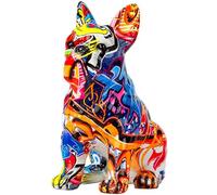 Painted Bulldog - Colorful Dog Statue | French Bulldog Ornament | Dog Statue | Resin Animal Sculpture | Dog Art Sculpture for Home Living Room Office Decoration