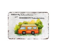 Painted Camper Van Metal Sign Camper Decor Adventures Are Memories Metal Sign Summer Country Wall Art Retired Decor For Bedroom Living Room Kitchen Front Porch Gifts for Camping Lover 8x12 inch