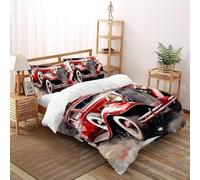 Painted Car Quilt Cover Art Comforter Cover 2 Pieces Hypoallergenic Microfiber for Kids Boys Girls Teens with Zipper Closure Super King(260x220cm)