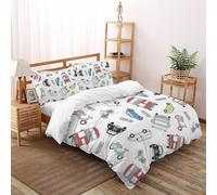 Painted Cars Quilt Cover Cartoon Art Comforter Cover 3 Piece Hypoallergenic Microfiber for Kids Boys Girls Teens with Pillowcase King(220x240cm)