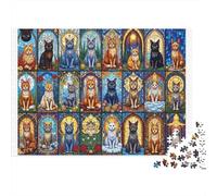 Painted Cat Portraits 1000 Piece Jigsaw Puzzle Paper for Adults Animal Art Relaxation 38x26cm/1000pcs