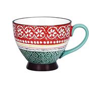 Painted Ceramic Mug Large Coffee Mug with Handle Water Juice Milk Cereal Mug Breakfast Porridge Mug Teacup Soup Bowl for Restaurant Kitchen Dinner Baking Cooking Dishwasher Microwave Oven Freezer