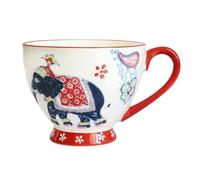 Painted Ceramic Mug Large Coffee Mug with Handle Water Juice Milk Cereal Mug Breakfast Porridge Mug Teacup Soup Bowl for Restaurant Kitchen Dinner Baking Cooking Dishwasher Microwave Oven Freezer