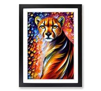 Painted Cheetah Vol.1 Framed Wall Art Print, Ready to Hang Picture for Living Room Bedroom Home Office, Black A2 (48 x 66 cm)