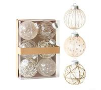 Painted Cloth Christmas Baubles Set 8cm Hand-Painted Ornaments 6-Piece | Soft fabric cloth material textured finish sturdy hanging loop classic black blue for champagne