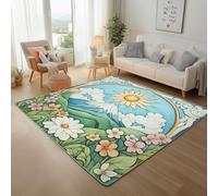 Painted Cloud Sunset Rugs for Living Room 180x240cm Non-Slip Washable Rug for Bedroom large Thin Short Pile Floor Carpet Mountain Flower Scenery Area Rug for Office Dinning Room Playroom