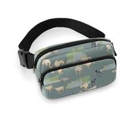 Painted Cute Goat Green Fanny Packs Crossbody Bags for Women Men, Belt Bag Waist Packs for Workout Running Travel with Adjustable Strap