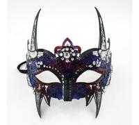 Painted devil half face mask Halloween party performance props(07)