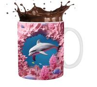 Painted Dolphin Mug - 350ml Dolphin Print Mug,Mug, Large Drinking Cup | Dolphin Print Multi-Purpose Mug, Ceramic Hot Chocolate Mug for Whiskey, Juice, Soup, Wine, Beer, 9.5x8cm