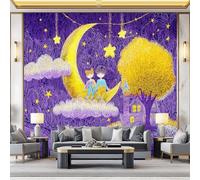 Painted Fairytale Style Fantasy Wall Mural - 250 x 175 cm (W x H) 3D Photo Wallpaper, Purple Yellow Large Murals & Room Decor for Living Room Playroom Nursery Teen Room Kids' Photo Mural Wall Art