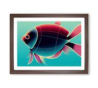 Painted Fish Vol.3 H1022 Framed Print for Living Room Bedroom Home Office Décor, Wall Art Picture Ready to Hang, Walnut A3 Frame (46 x 34 cm)