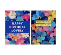 Painted Flower Birthday Card Set of 2 for Her Blank Inside