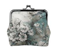 Painted Flower Pattern Small Coin Purse For Women, Kiss-Lock Wallet Leather Cute Coin Wallet Mini Coin Pouch Change Purse Key Holder