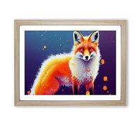 Painted Fox Vol.3 Abstract Framed Print | A3 Oak Framed Wall Art | Ready to Hang | Abstract Animal Picture | Living Room Bedroom Lounge Office
