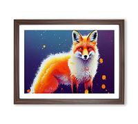 Painted Fox Vol.3 Abstract Framed Print | A3 Walnut Framed Wall Art | Ready to Hang | Abstract Animal Picture | Living Room Bedroom Lounge Office