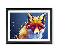 Painted Fox Vol.4 Abstract Framed Print | A2 Black Framed Wall Art | Ready to Hang | Abstract Animal Picture | Living Room Bedroom Lounge Office