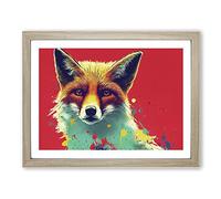 Painted Fox Vol.5 Abstract Framed Print | A3 Oak Framed Wall Art | Ready to Hang | Abstract Animal Picture | Living Room Bedroom Lounge Office
