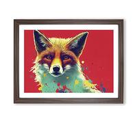 Painted Fox Vol.5 Abstract Framed Print | A3 Walnut Framed Wall Art | Ready to Hang | Abstract Animal Picture | Living Room Bedroom Lounge Office