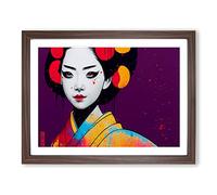 Painted Geisha Vol.2 Abstract Framed Print | A2 Walnut Framed Wall Art | Ready to Hang | Abstract Fantasy Picture | Living Room Bedroom Lounge Office