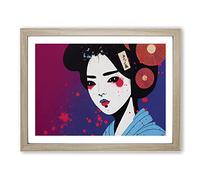 Painted Geisha Vol.5 Abstract Framed Print | A3 Oak Framed Wall Art | Ready to Hang | Abstract Fantasy Picture | Living Room Bedroom Lounge Office
