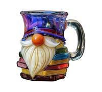 Painted Gnome Book Mug - 3D Unique Colorful Resin Book Stack Coffee Mug 11oz - Handmade Resin Books Lover Gift - for Bookworms, Teachers, and Librarians (A01)
