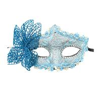 Painted Half Face Mask Set for Women with Gold Powder Dance Carnival Party Accessory Breathable Face Shield for Makeup Performances