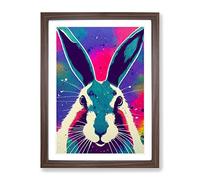 Painted Hare No.1 Abstract Framed Print | A2 Walnut Framed Wall Art | Ready to Hang | Abstract Animal Picture | Living Room Bedroom Lounge Office