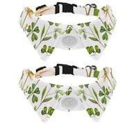 Painted Herbal Plants and Flowers Dog Collar Bowtie, Comfortable Adjustable Dog Bow Tie Collar for Small Boys and Girls Pets