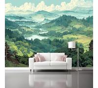 Painted Hills Rivers Clouds Wall Mural Wallpaper, Non Self Adhesive Paste The Wall Mural for Living Room Bedroom, Colorful High Definition Art Wall Decor - 200 x 140 cm (W x H)