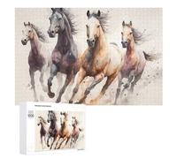 Painted Horses in Motion Decorative Jigsaw for Grown-Ups, 1000 PCS - New Year Decoration; for Shared Table Time