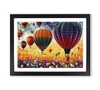 Painted Hot Air Balloons Vol.1 Abstract H1022 Framed Print for Living Room Bedroom Home Office Décor, Wall Art Picture Ready to Hang, Black A2 Frame (64 x 46 cm)