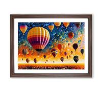 Painted Hot Air Balloons Vol.3 Abstract H1022 Framed Print for Living Room Bedroom Home Office Décor, Wall Art Picture Ready to Hang, Walnut A4 Frame (34 x 25 cm)