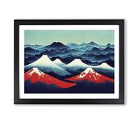 Painted Japanese Mountains Vol.1 Framed Print | A2 Black Framed Wall Art | Ready to Hang | Asian Landscape Picture | Living Room Bedroom Lounge Office