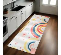 Painted Kitchen Runner Rug Rainbow and shooting star patterns 40 x 120 cm Non-Slip Machine Washable Printed Low Pile Soft Carpet for Hall Entryway Laundry Lounge Office Bedroom