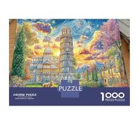 Painted Landscape Jigsaw Puzzle Fantasy Castle in Rainbow Sky 1000 Pieces Extra Thick for Adults Stress Relief Fun Educational Games 38x26cm/1000pcs