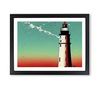 Painted Lighthouse Vol.1 Framed Print | A2 Black Framed Wall Art | Ready to Hang | Modern Cityscape Picture | Living Room Bedroom Lounge Office