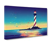 Painted Lighthouse Vol.3 Canvas Wall Art Print Ready to Hang, Framed Picture for Living Room Bedroom Home Office Décor, 30x20 Inch (76x50 cm)