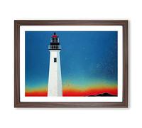 Painted Lighthouse Vol.4 Framed Print | A3 Walnut Framed Wall Art | Ready to Hang | Modern Cityscape Picture | Living Room Bedroom Lounge Office