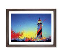 Painted Lighthouse Vol.5 H1022 Framed Print for Living Room Bedroom Home Office Décor, Wall Art Picture Ready to Hang, Walnut A3 Frame (46 x 34 cm)
