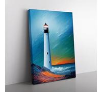 Painted Lighthouse Vol.6 Canvas Wall Art Print Ready to Hang, Framed Picture for Living Room Bedroom Home Office Décor, 76x50 cm (30x20 Inch)