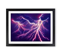 Painted Lightning Storm Vol.1 Framed Print | A3 Black Framed Wall Art | Ready to Hang | Modern Landscape Picture | Living Room Bedroom Lounge Office
