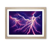 Painted Lightning Storm Vol.1 H1022 Framed Print for Living Room Bedroom Home Office Décor, Wall Art Picture Ready to Hang, Oak A3 Frame (46 x 34 cm)