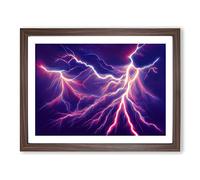 Painted Lightning Storm Vol.1 H1022 Framed Print for Living Room Bedroom Home Office Décor, Wall Art Picture Ready to Hang, Walnut A3 Frame (46 x 34 cm)