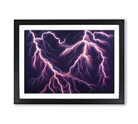 Painted Lightning Storm Vol.2 Framed Print | A4 Black Framed Wall Art | Ready to Hang | Modern Landscape Picture | Living Room Bedroom Lounge Office
